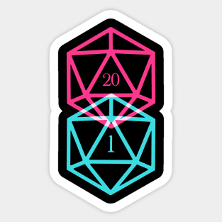 D20 Dice Critical Fail and Natural 20 Tabletop RPG Gaming Sticker